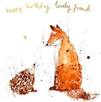 Produktbild Louise Mulgrew Glückwunschkarte Happy birthday lovely friend - Igel und Fuchs - von (1 Stk.)