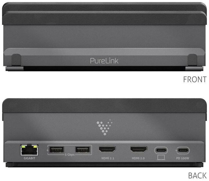 Actual product image Purelink Vuelogic - Docking station - DS100 - Multifunctional USB-C docking station with laptop stand - (USB-C, 7 Ports)