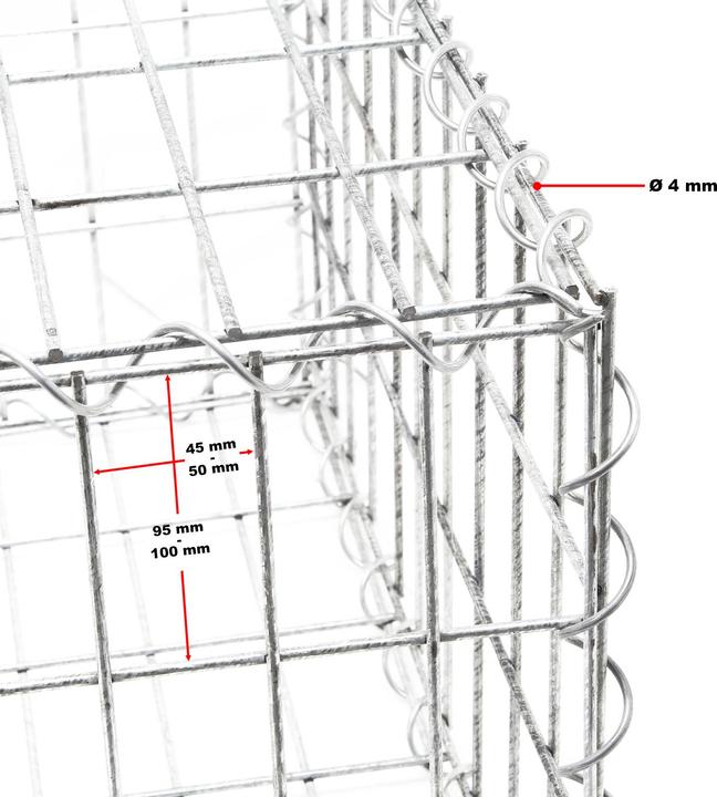 Produktbild Wiltec Gabione 100x80x30cm aus Drahtgitter Gabionenzaun Gabionenwand Steinkorb