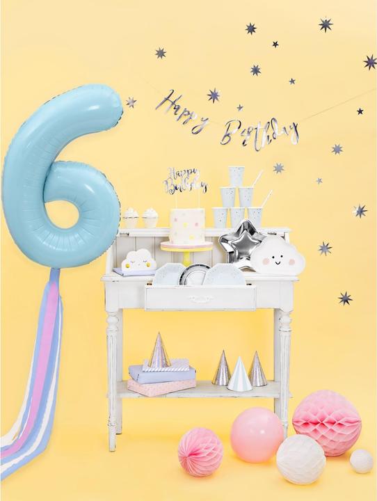 Produktbild Partydeco Silberne Dekoration für "Happy Birthday"-Torte