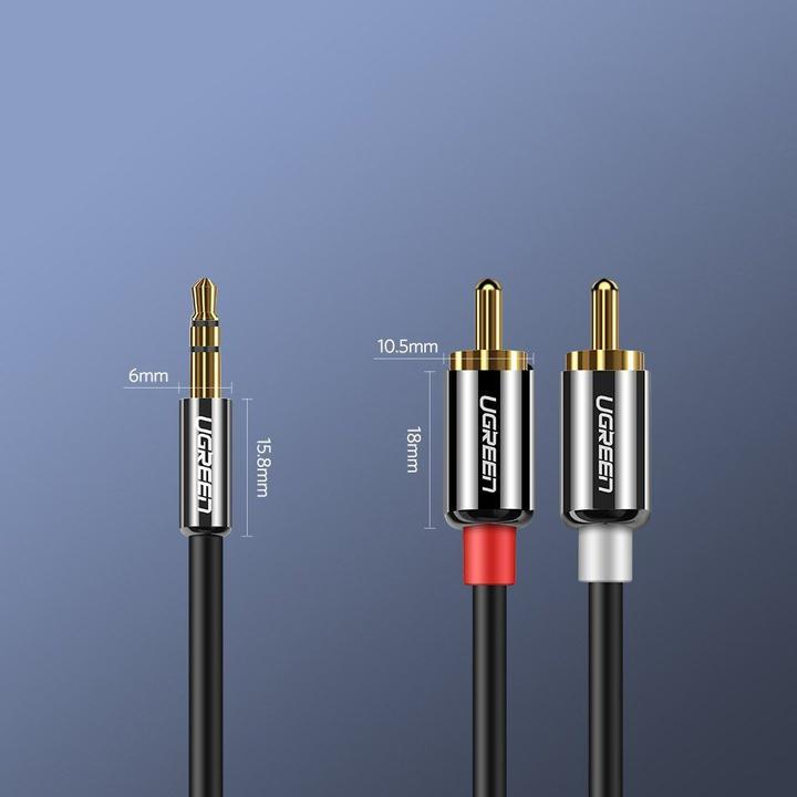 Image du produit Ugreen 2x RCA - jack 3,5 mm (2 m, RCA, Jack 3,5 mm (AUX))