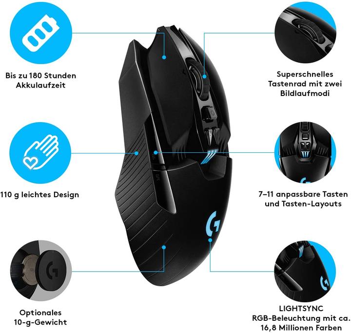 Immagine prodotto Logitech G 903 Velocità della luce (Senza fili, Cablato)
