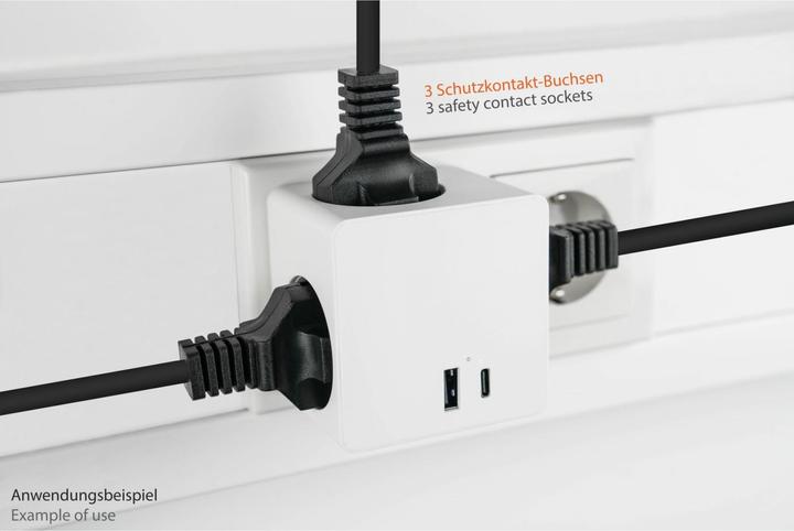 Actual product image Good Connections Kabelmeister socket cube 3x Schuko socket, USB-C (20W, PD3.0), USB-A, white (3 x, CEE 7/3)