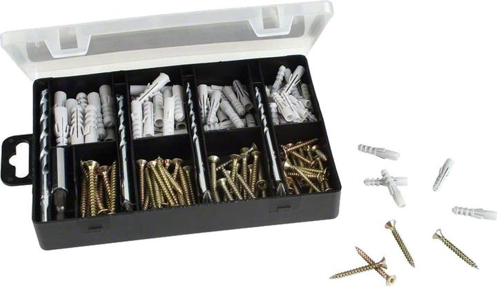 Produktbild Bosch Zubehör Befestigungs-Set 173-teilig, Bohrer, Dübel, Schrauben, Bits in Sortierbox (173 Schrauben pro Stück)