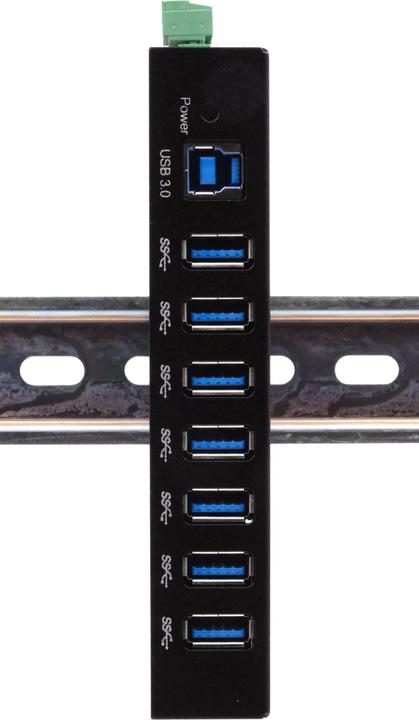 Actual product image Exsys 7 Port USB 3.2 Gen 1 HUB metal housing, incl power supply 12V/3A, USB 3.0 cable, di (USB-B, 7 Ports)
