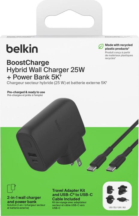 Actual product image Belkin chargeur secteur hybride 25W et B (5000 mAh, 25 W, 25 Wh)