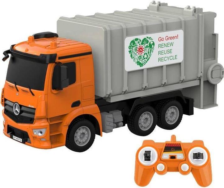 Produktbild Double Remote control RC garbage truck 1:26 (orange) Mercedes-Benz Antos E676-003