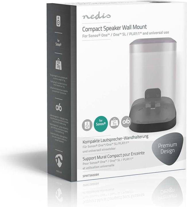 Immagine prodotto Nedis Supporto a parete, Sonos One/SL/Play:1, fisso - nero (1 pz., Installazione a parete, Non mobile)