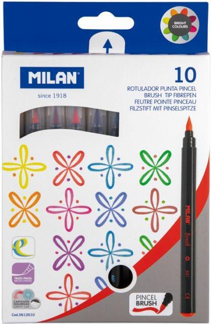 PINCEL BRUSH felt tip pens, 10 colours (10 colours, 10 x)