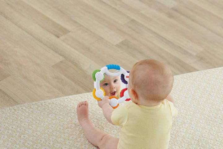 Image du produit Fisher-Price Mon Premier Tambourin - Jouet d'éveil - 3 mois et + (Français, Italien, Anglais, Espagnol, Finlandais, Néerlandais, Grec, Allemand)