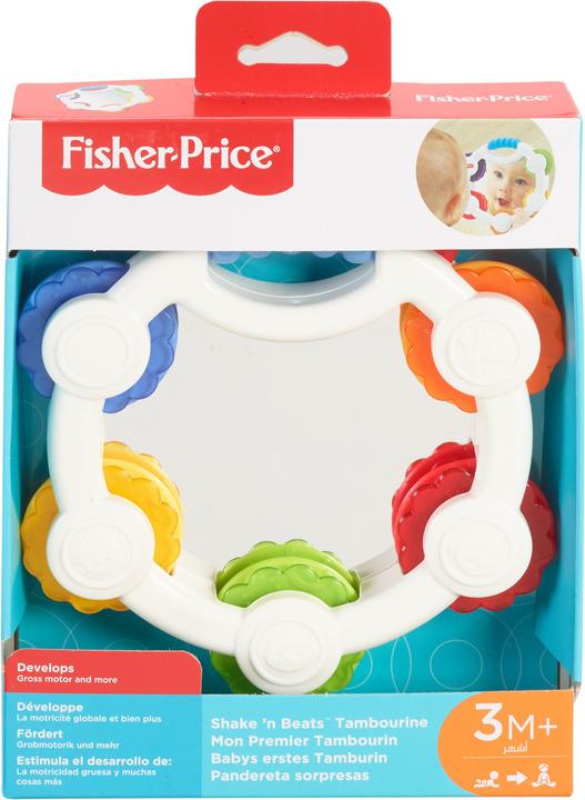 Image du produit Fisher-Price Mon Premier Tambourin - Jouet d'éveil - 3 mois et + (Français, Italien, Anglais, Espagnol, Finlandais, Néerlandais, Grec, Allemand)