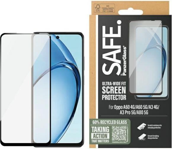 Produktbild PanzerGlass SAFE. by ® Displayschutz m. Schwarz Rahmen Oppo A60 4G | A60 5G | A3 4G | A3 Pro 5G | A80 (1 Stück, Oppo A60, Oppo A3, Oppo A80, Oppo A40)