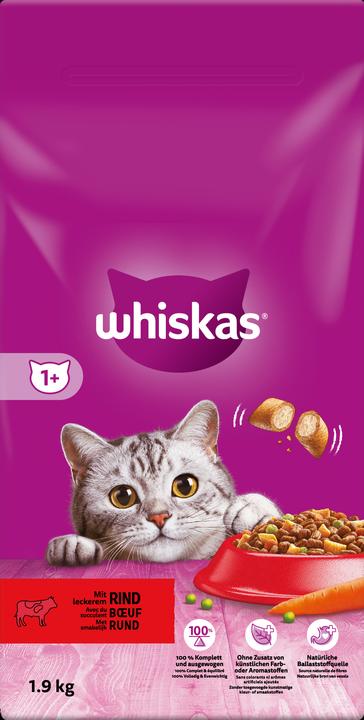 Produktbild Whiskas Trockenfutter Rind (Adult, 1 Stk., 1955 g)