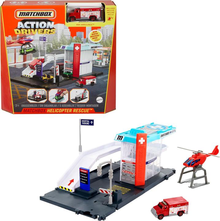 Actual product image Matchbox ACTION DRIVERS Helicopter Rescue Playset