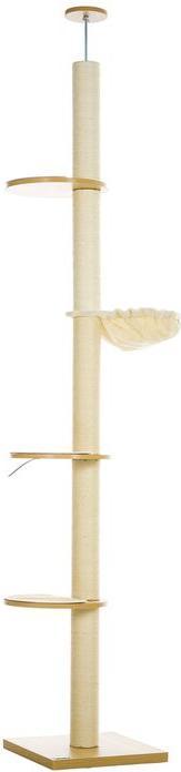 Produktbild Swisshandel24 Kratzbaum, Katzenkratzbaum Deckenhoch, 230-250 cm, Höhenverstellbar, Kippschutz (250 cm, Eiche+Cremeweiss)
