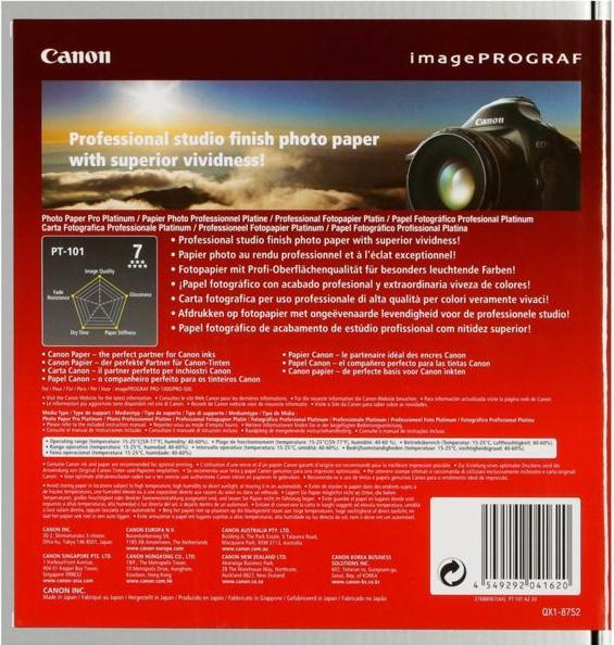 Actual product image Canon Photo paper Pro Platinum (300 g/m², A2, 20 x)