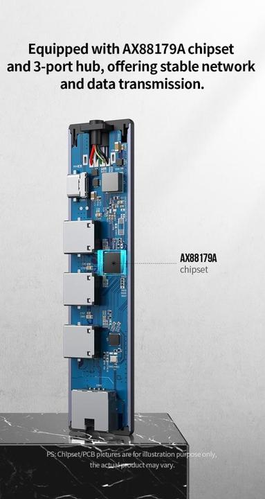 Produktbild Ugreen Gigabit Ethernet Adapter Hub mit USB PD (USB-C, 4 Ports)