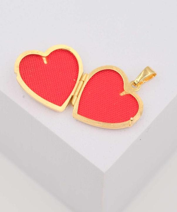Immagine prodotto Muau Ciondolo medaglione bicolore oro giallo/bianco 750 cuore 23x18 mm (750, Oro giallo 18 carati, Oro bianco)