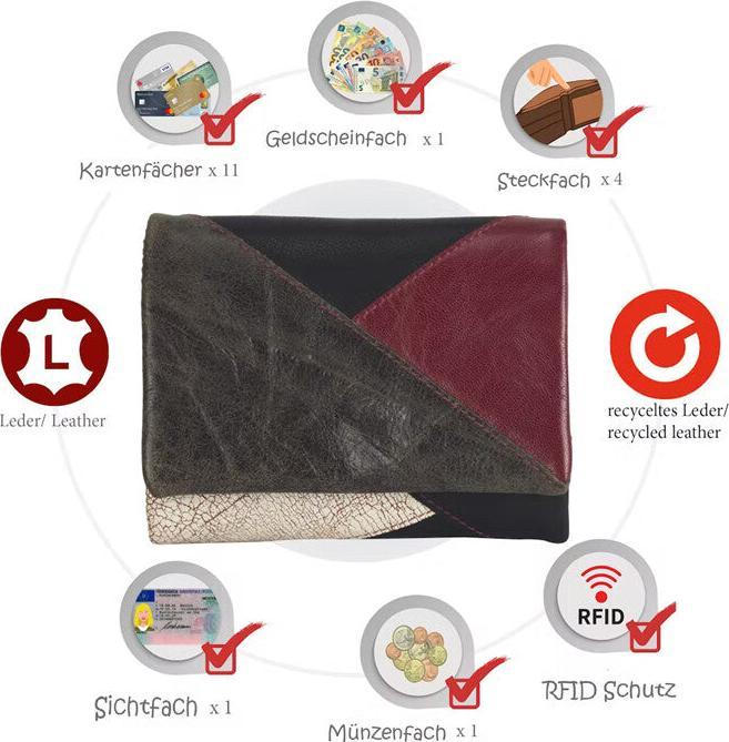 Immagine prodotto Sunsa Portafoglio da donna RFID in pelle riciclata No.4