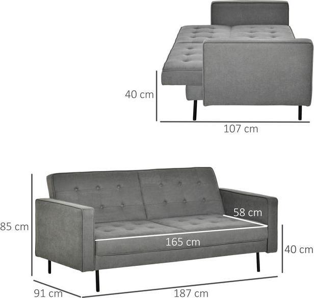 Produktbild Swisshandel24 Schlafsofa 3-Sitzer Schlafcouch Stoffsofa Sofa mit Schlaffunktion Bettsofa mit verstellbarem Winkel (Bettsofa)