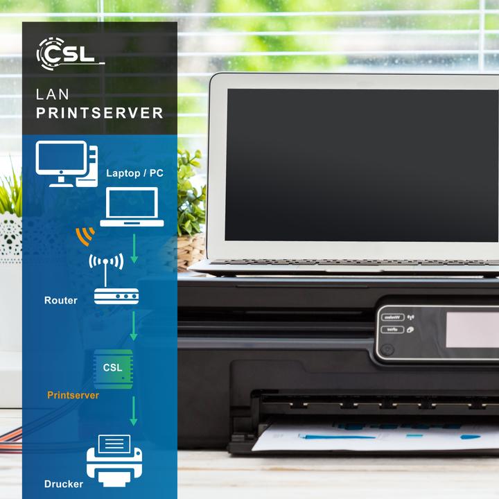 Image du produit CSL Serveur d'impression LAN Serveur d'impression USB2.0, LRP Print Server pour Windows, réseau USB