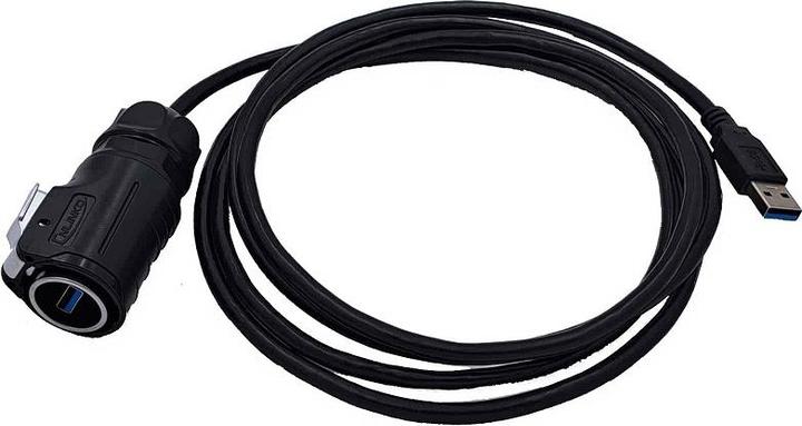 Actual product image Cnlinko Waterproof USB cable for USB 3.0 signals with IP67 for -20°C to +80°C 2 metres (2 m, USB 3.0)