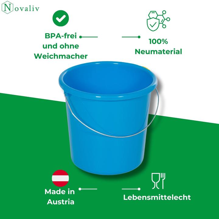 Produktbild Novaliv 20 Stück Eimer 5L Blau mit Masseinteilung - Putzeimer 5 Liter ⌀ 22,5 cm Praktischer (20 Stk.)