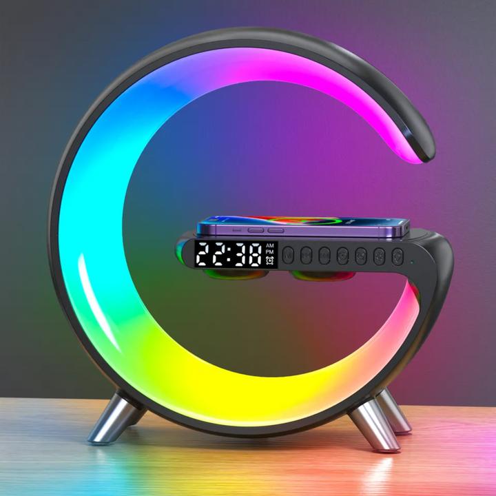 Actual product image Shenzhen 5-in-1 wireless charging station with alarm clock and LED light (9 W)