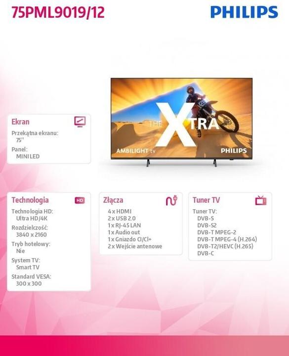 Actual product image Philips Ambilight Xtra 75PML9019 4K Quantum Dot (75", LED, 4K)