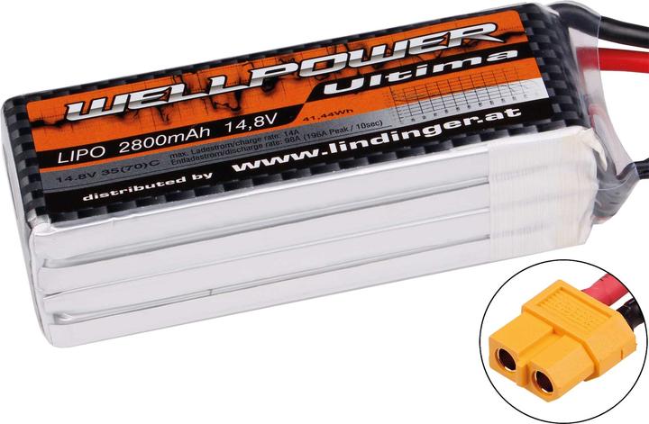 Produktbild Wellpower Lipo Akku Ultima 2800 mAh / 14,8 Volt 4S 35/70C CH5/8 XT-60 (14.80 V, 2800 mAh)