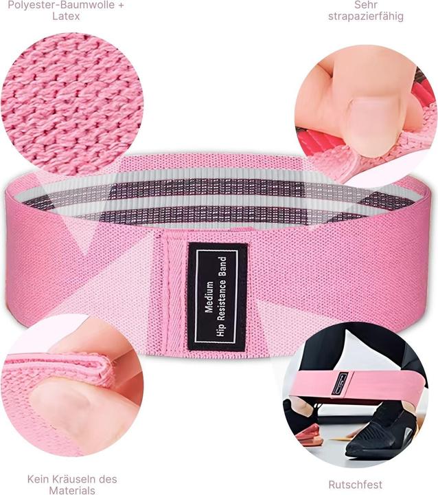 Image du produit Hermex Hip-Resistance-Band Booty-Band Glute-Band Bande de fitness Bande d'entraînement (0.37 m, Léger)