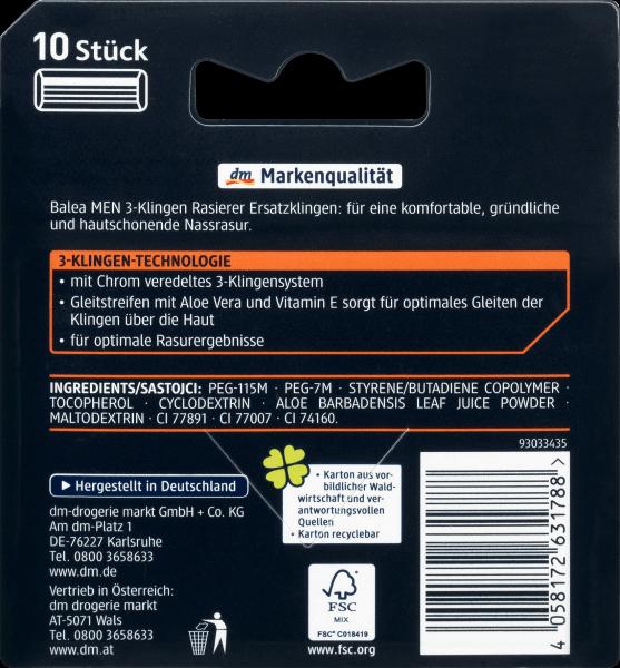 Actual product image dm Balea MEN 3-blade razor blades (10 x)