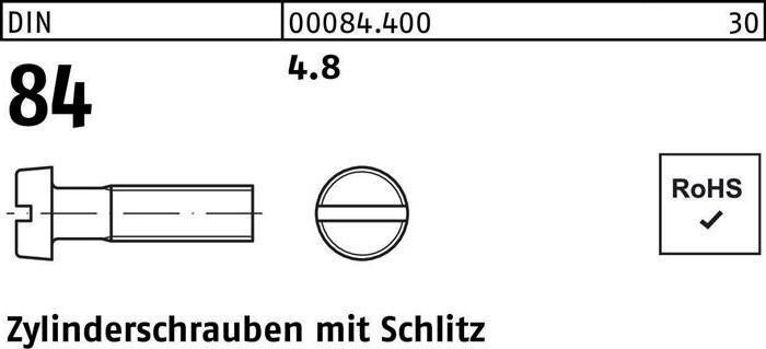 Produktbild Zylinderschraube DIN 84/ISO 1207 Schlitz M 10 x 45 4.8 (100 Schrauben pro Stück)