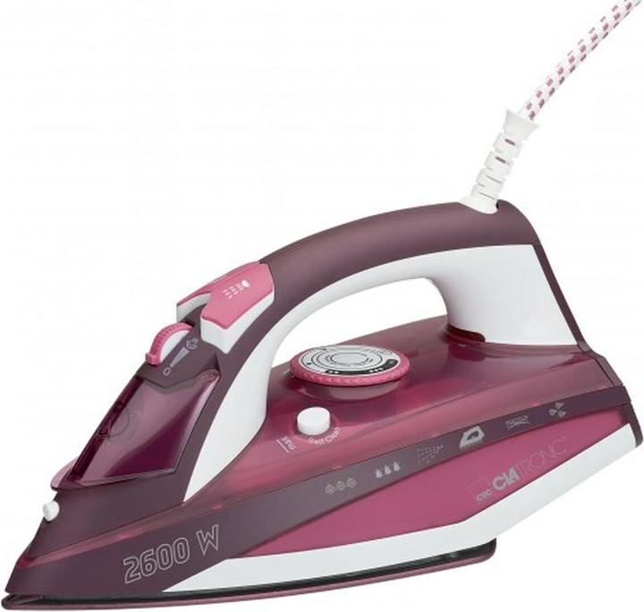Clatronic DB 3705 Dampfbügeleisen 2600W Keramiksohle weiss-rot (2600 W)