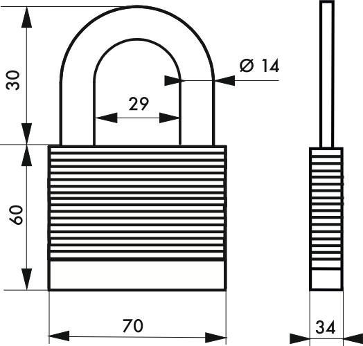 Image du produit Thirard Cadenas à clé fédéral lock protector, extérieur, acier, double verrouillage, 70mm, 2 clés -