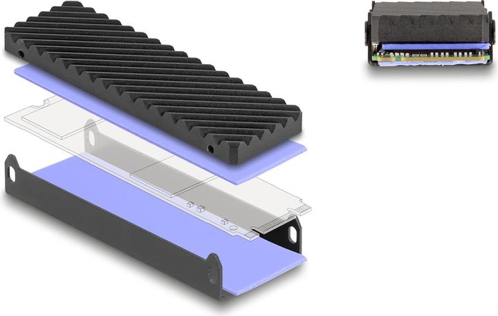 Actual product image Delock USB Type-C 40 Gbps housing for 1 x M.2 NVMe PCIe SSD (M.2 2280, M.2 2242, M.2 2260)