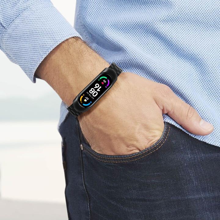 Actual product image Avizar Xiaomi Mi Band 6 / 5 steel bracelet with folding clasp (Stainless steel)