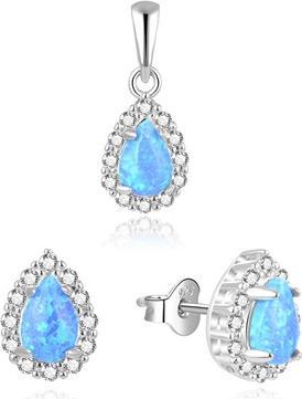 Immagine prodotto Beneto Bellissima parure di gioielli con opali blu AGSET137L (ciondolo, orecchini)