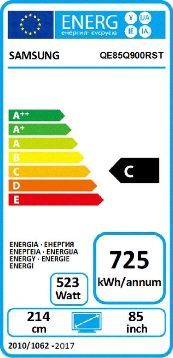 Etichetta energetica Samsung QE85Q900R (85", LCD, 8K, 2018)