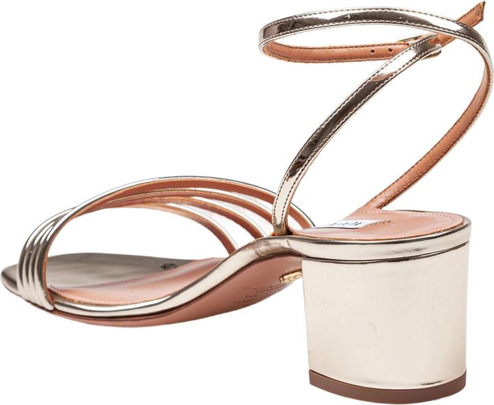 Actual product image Aquazzura latour sandal 50 in laminated leather color light gold (50)