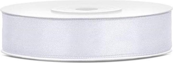 Partydeco Satinband 1.2 cm x 25 m, Weiss (Geschenkband, 30 x)