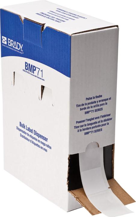Actual product image Brady BM-109-427, vinyl, self-laminating, white/transparent, matt, 38.10 x 38.10(101.60) mm, for