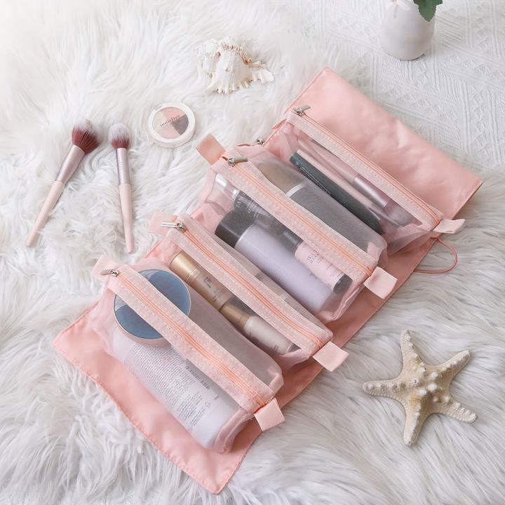 Only-Bags.Store Abnehmbare vier in einem Make-up Tasche Portable Travel, grosse Kapazität Kosmetik Lagerung Waschen