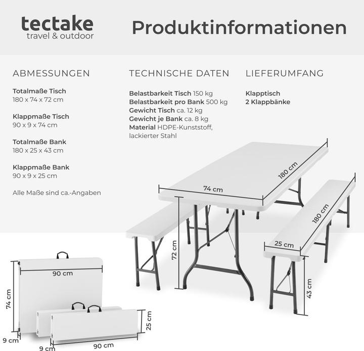 Image du produit tectake Ensemble de table de camping