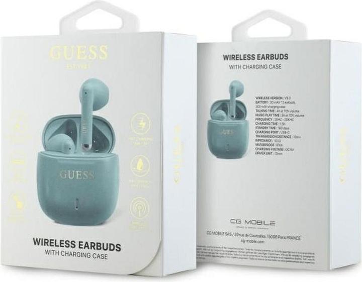 Immagine prodotto Guess Cuffie Bluetooth GUTWSJ14ESGQ TWS + docking station turchese/turchese Printed Classic Lo (ANC, 26 h, Senza fili)