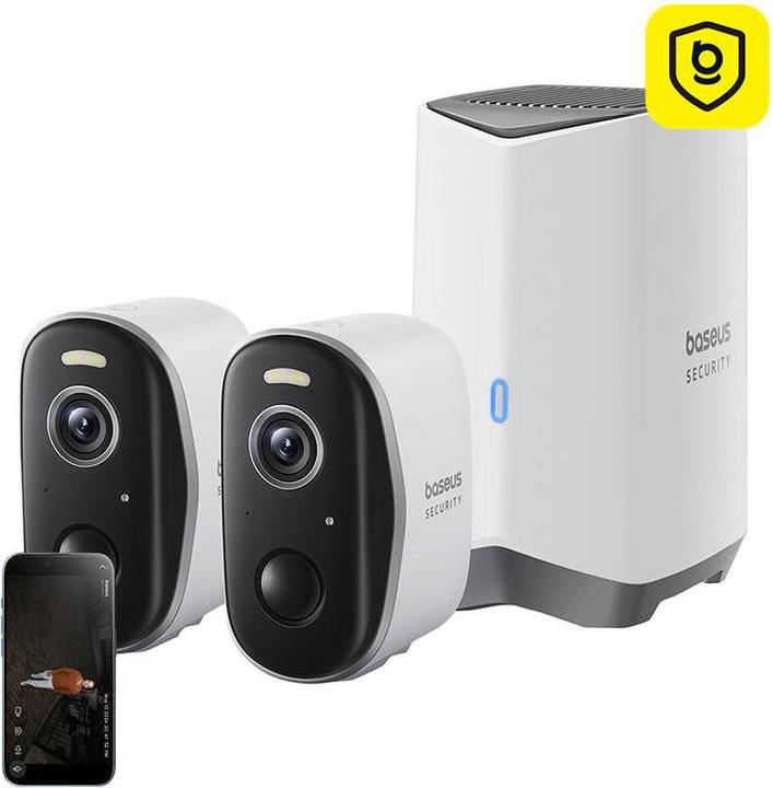 Productafbeelding Baseus N1 2K Buitencamera Set van 2 (Wit) (2560 x 1440 (WQHD))
