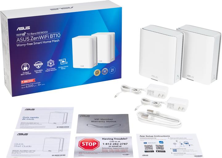 Image du produit ASUS Routeur WiFi 7 AiMesh ZenWiFi BT10 3pcs blanc