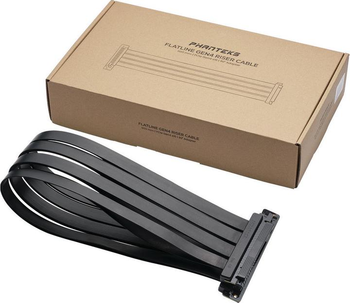 Produktbild Phanteks PCI-E 4.0 x16 Riser Flachband-Kabel, 90 Grad, 60cm - schwarz