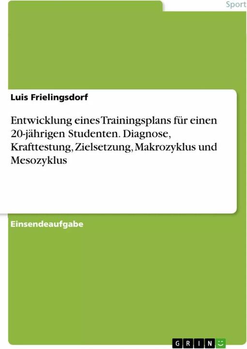 Produktbild Frielingsdorf:Entwicklung eines Trainin (Deutsch, Luis Frielingsdorf, 2016)