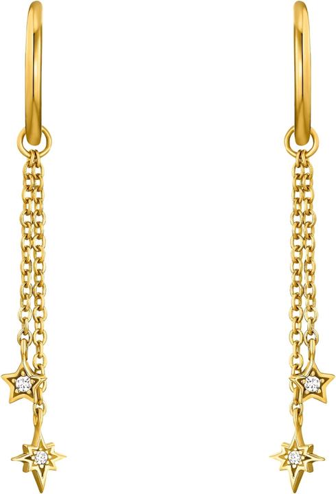 Immagine prodotto Amor Gioielli per orecchie da donna, argento 925 placcato oro, stella di zirconi (Argento 925)